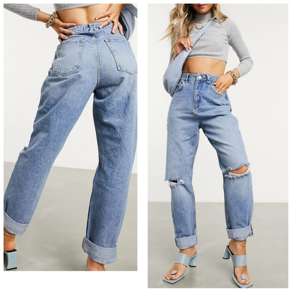 🦋HIGH RISE MOM JEAN'S IN MIDWASH WITH RIPS🦋 - Picture 3 of 6